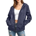 thumbnail image 3 of UDAUDU Rain Jacket Women Lightweight Waterproof Outdoor Windbreaker with Hood Loose Fit Trench Coat Outdoor Travel Raincoat Navy M, 3 of 10