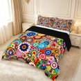 thumbnail image 2 of meiyoeat Vibrant Floral Queen Comforter Set For Men Women,Multicolor Pattern Comforter Sets Queen,Rainbow,Black Reversible,3pcs,1 Comforter and 2 Pillowcases, 2 of 7