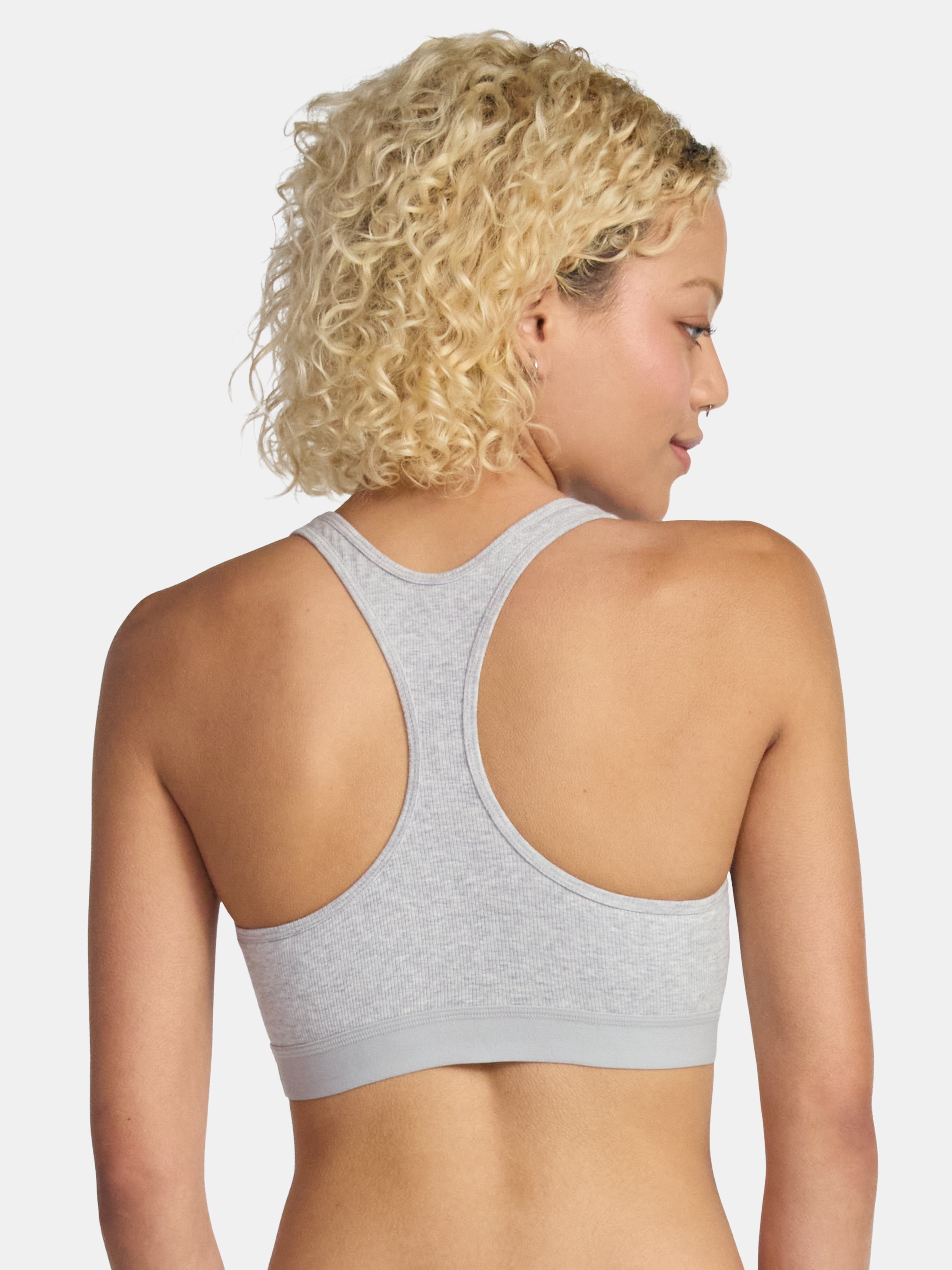 No Boundaries Cotton Stretch Ribbed Racerback Bralette, Women's XS-3XL