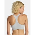 thumbnail image 2 of No Boundaries Cotton Stretch Ribbed Racerback Bralette, Women's XS-3XL, 2 of 3