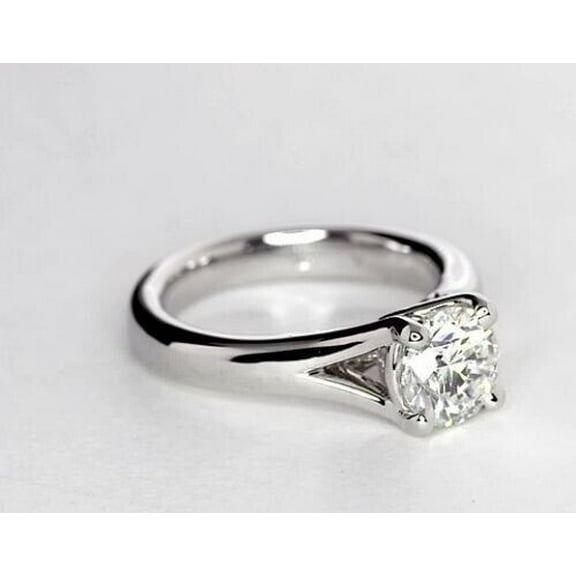 2Ct Round Cut Lab Created Diamond Solitaire Womens Engagement Ring 14K White Gold Plated Silver