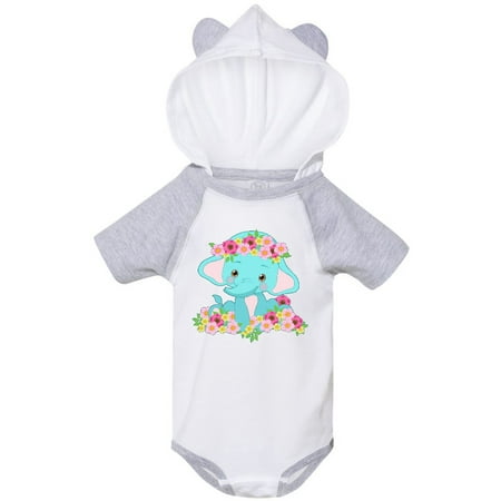 

Inktastic Cute Baby Elephant with Flowers Gift Baby Boy or Baby Girl Bodysuit