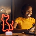 thumbnail image 2 of Xtreme Lit 10" Orange Cat Neon Accent LED Light Table Lamp, 4 Hour Timer, Battery Powered 3 AA Batteries, 2 of 7