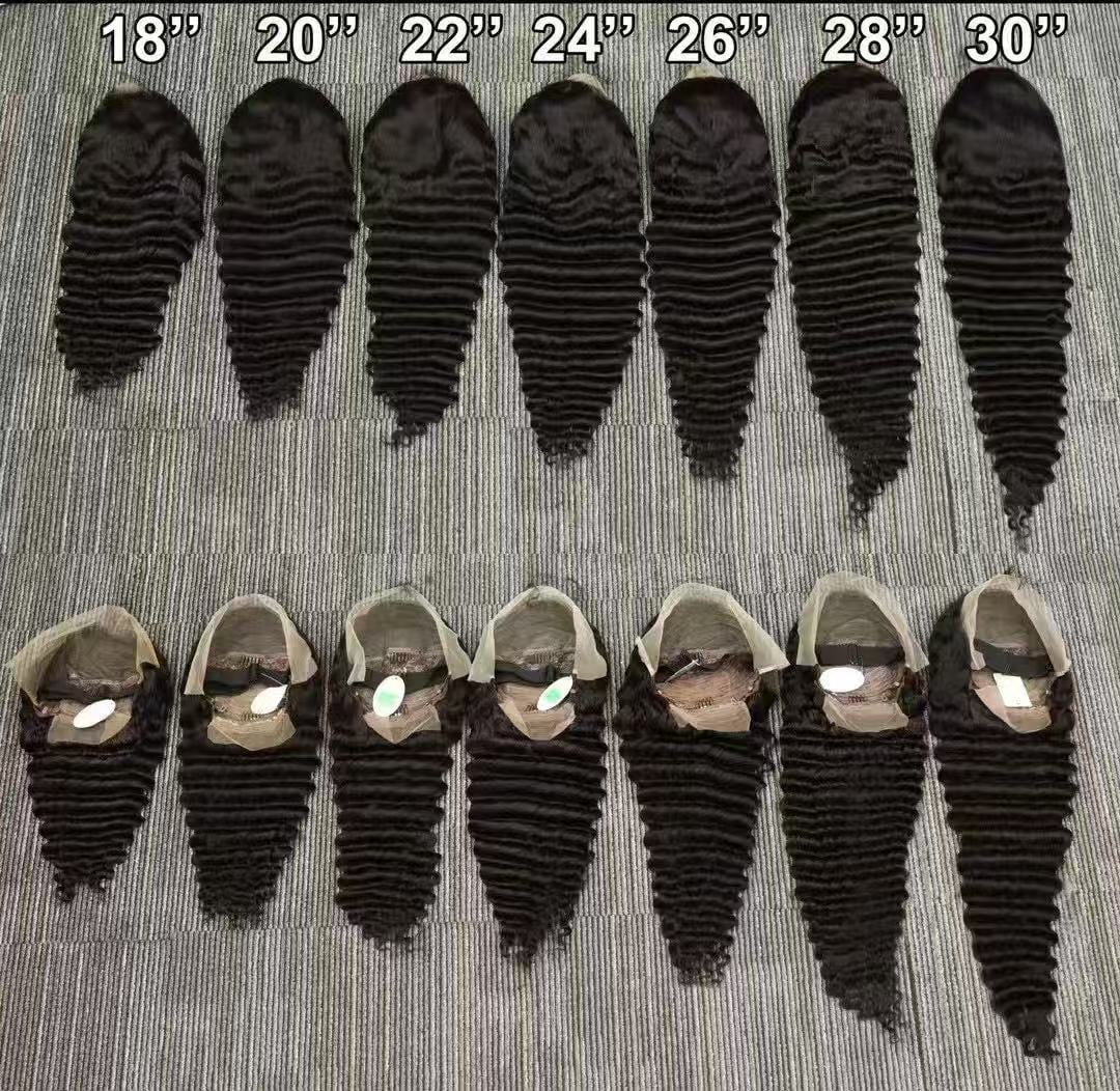 LEMENTINE 13x4 Full Frontal Lace Glueless Deep Wave 200% High-Density Pre-Plucked Human Hair Wigs Long Hair from 18inch to 30inch with Natural Color