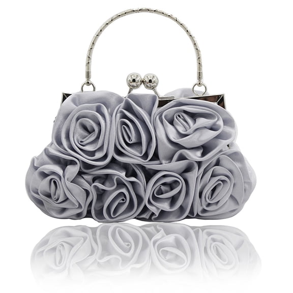 Women's Rose Wristlet Evening Bag, Floral Handheld Purse for Bridal and Bridesmaid, Compact Formal Clutch for Weddings, Proms, and Parties