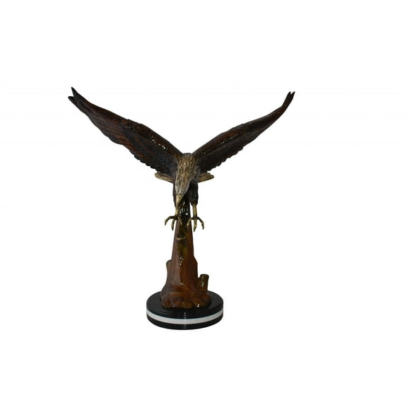 Nifao Eagle Flying and Looking Down for Prey Bronze Statue – Home Decor Sculpture, 29"L x 17"W x 28"H