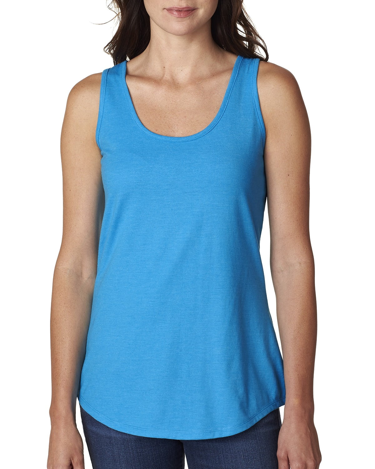The Hanes Ladies 45 oz XTemp Performance Tank Top NEON BLUE HTHR L