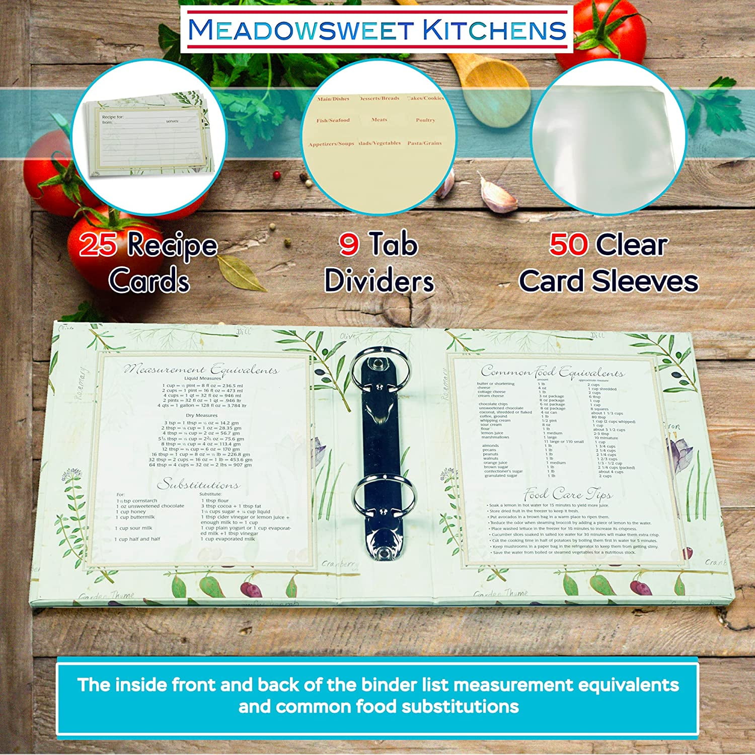  Meadowsweet Kitchens Vintage 4x6 Recipe Card Sheet Protectors  for 9x12 3 Ring Binder - Recipe Card Holder, Paper Protector Sheets for  Recipe Cards 4x6 : Office Products