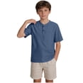 thumbnail image 4 of PWPSG Boys Henley Short Sleeve Shirt Lightweight Summer Daily Casual Tee Shirts Solid Quarter Button Pullover Tops Breathable Athletic Blouses Dark Blue 14-15 Years, 4 of 9