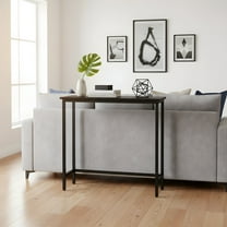 Narrow Console Table for Entryway - Modern Black Metal Frame