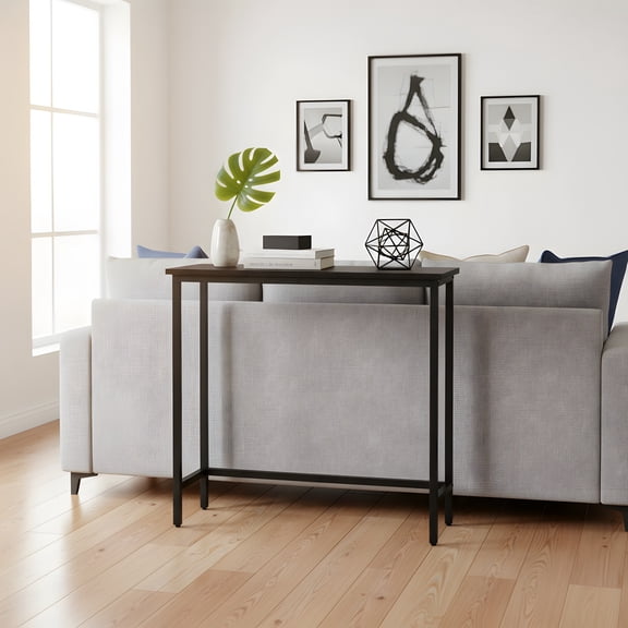 Narrow Console Table for Entryway - Modern Black Metal Frame