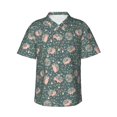 thumbnail image 1 of Balery Hedgehogs and Flowers Camisas hawaianas de manga corta para hombre, camisas playeras de corte holgado, camisas de vacaciones con botones,Small, 1 of 7