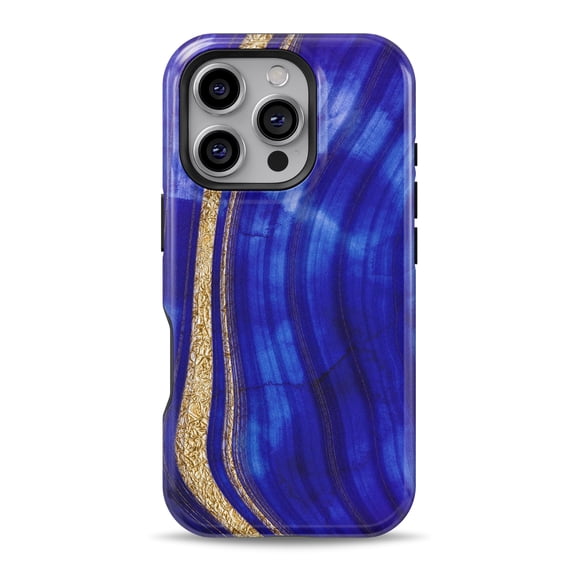 DesignSkinz Scratch-Resistant Hard Slim Case Compatible with iPhone 16 (Compatible with MagSafe) - Vivid Agate Vein Slice Blue V6