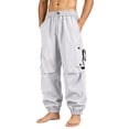 thumbnail image 2 of vdgthytj Cargo Pants for Men Straight Leg Baggy Drawstring Waist Elastic Cuffs Vintage Fashion Hiking Outdoor Trousers with Multi Pockets(X-Large,Gray), 2 of 6