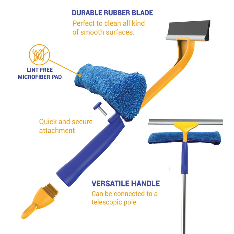 Window Squeegee and Microfiber Scrubber, 2 in 1 Window Cleaning