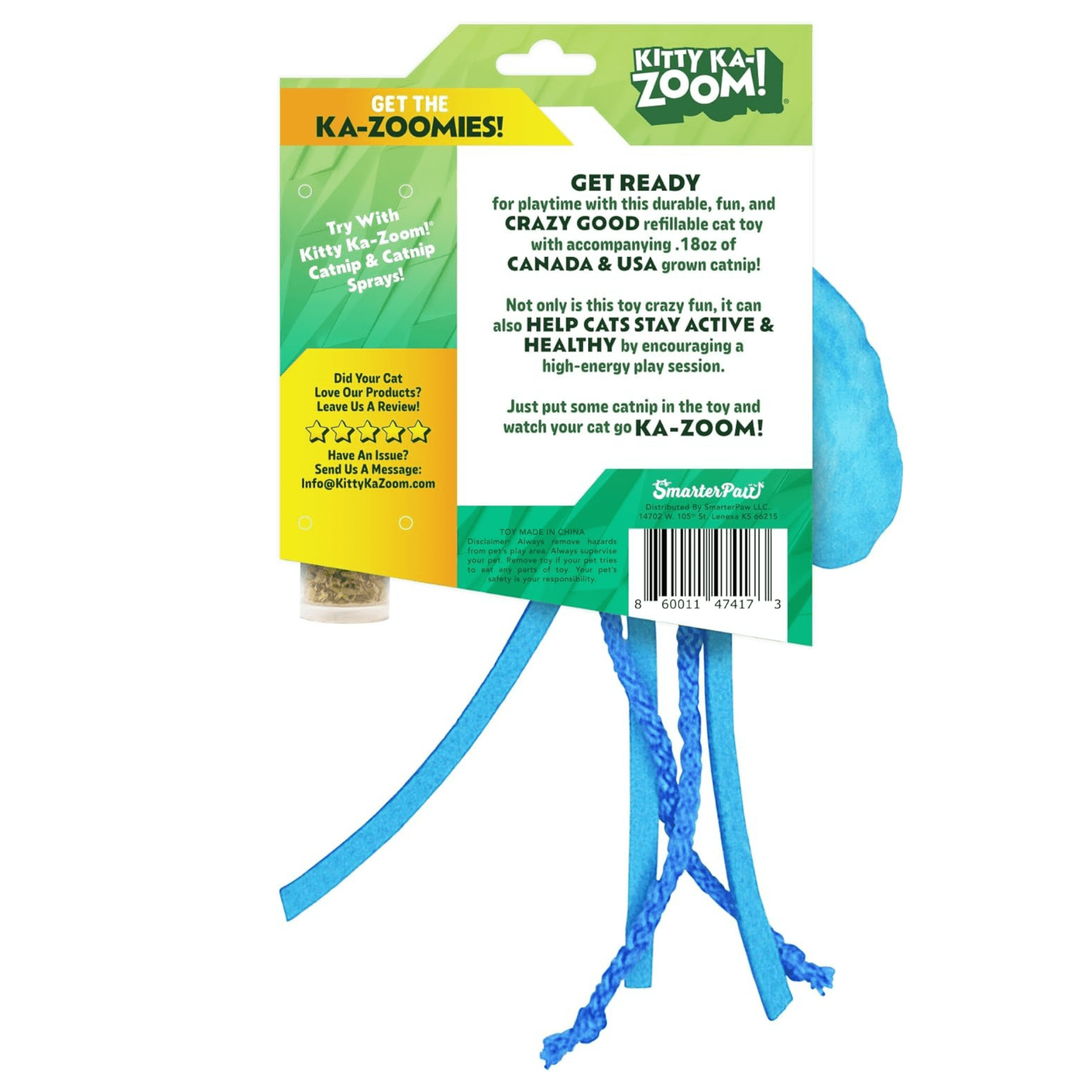 Kitty Ka-Zoom Jelly Fish High Potency Refillable Plush Catnip Cat Toy