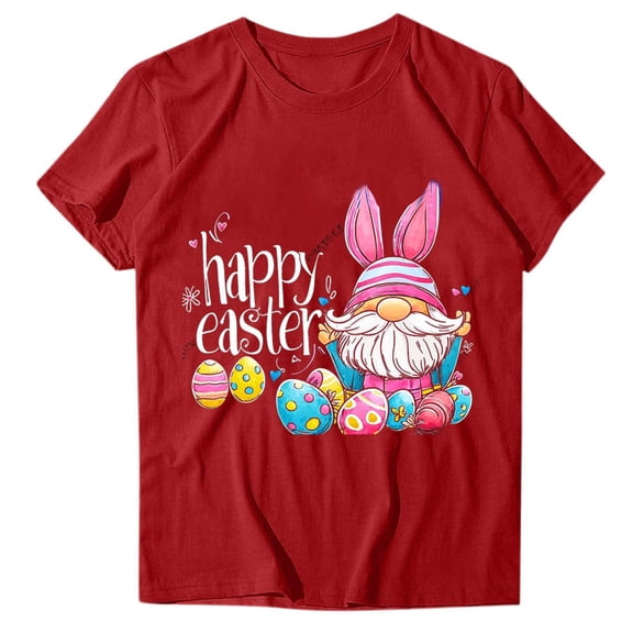 successthop Easter Clothes Women Goblin Casual Short Sleeve Vacation T Shirt Crewneck Tops Loose Summer Beach Clothes L
