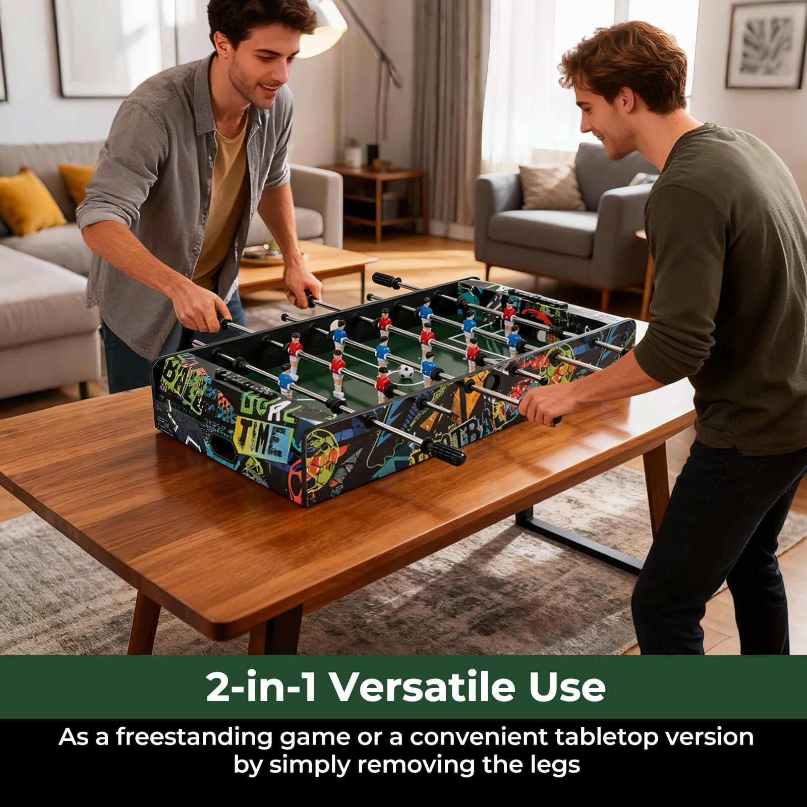 Costway 37" Mini Foosball Table 2-in-1 Game Table with Detachable Legs for Tabletop