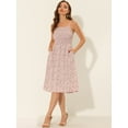 thumbnail image 2 of INSPIRE CHIC Robe Fleurie pour Femme à Bretelles Spaghetti, Smockée, avec Poches, Rose, TP, 2 of 5
