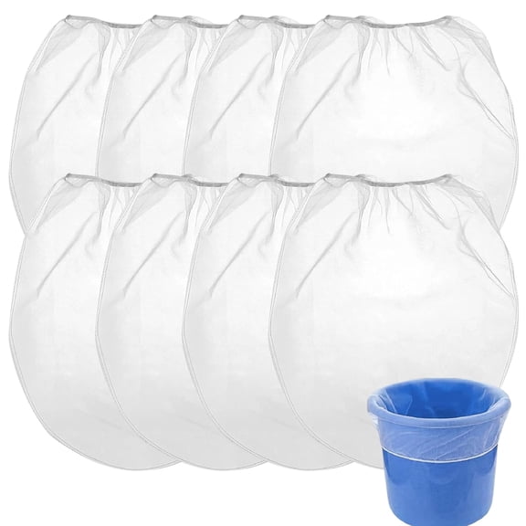 8Pcs 1 Gallon Paint Strainer Bags, Fine Mesh Nylon Filter Bags with Elastic Top, Reusable Disposable Paint Filter for Liquid Filtering & Home Brewing, Paint Gardening, White (28×30cm)