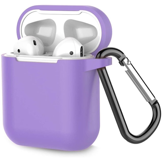Étui de Protection en Silicone Coffea avec Porte-Clés pour AirPods 1 & 2 (LED avant Non Visible) (Violet)