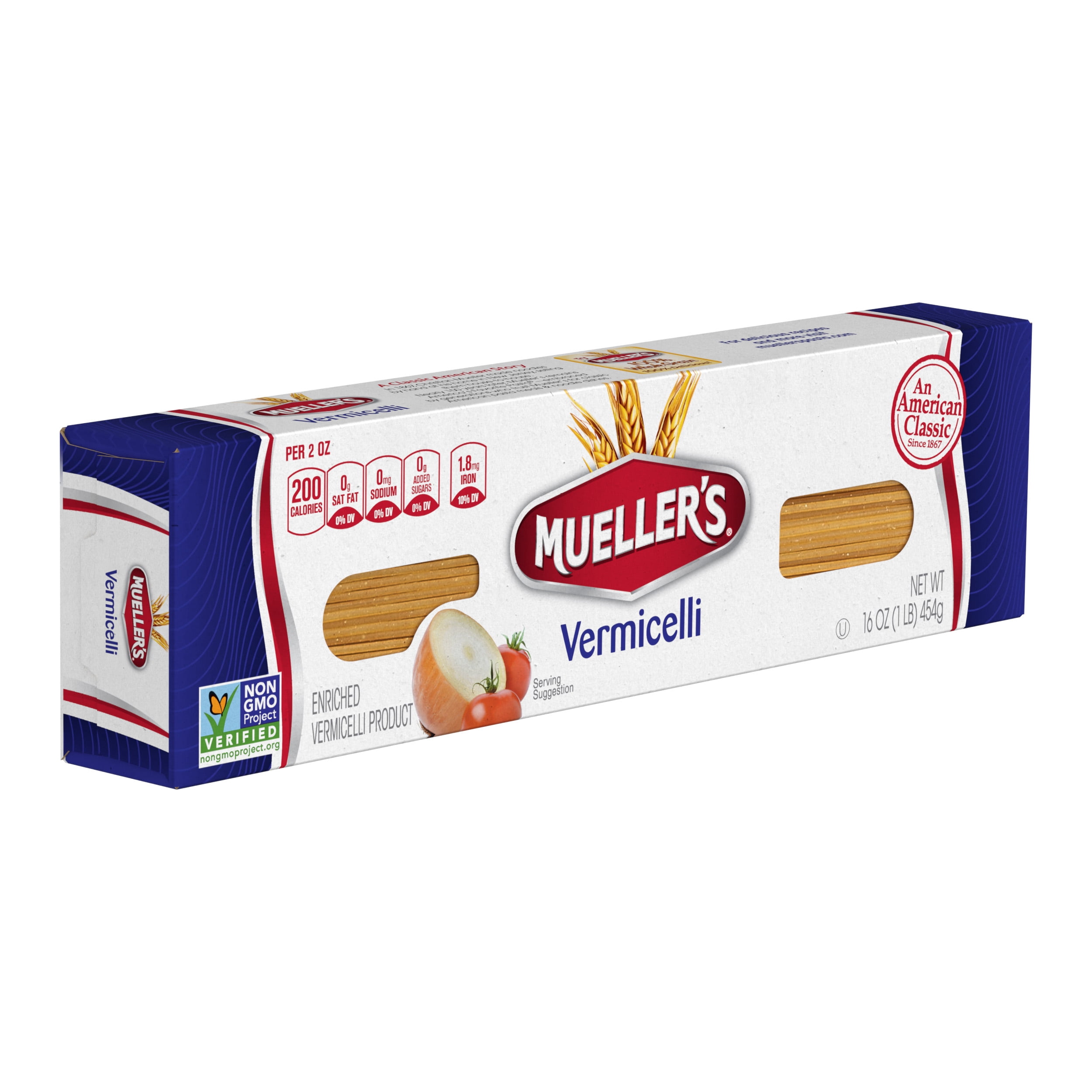 (4 pack) Mueller's Sodium-Free, Cholesterol-Free Vermicelli Pasta, 16 oz (Shelf-Stable)