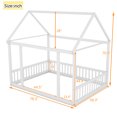 thumbnail image 2 of Twin Size Floor Bed, Wooden Twin Montessori Bed Frame with Roof and Rails, Twin House-shaped Floor Bed for Boys, Girls, No Box Spring Needed, 2 of 9