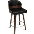 thumbnail image 4 of Dycanpo 26”Bar Stools Swivel, Walnut Counter Height Bar Stools Set of 3 for Home Bar, Black, 4 of 8