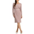 thumbnail image 1 of Vestido Bodycon Sheath de Cuello Redondo de Manga Larga de Houndstooth para Mujeres INSPIRE CHIC S Rosa, 1 of 6