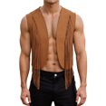 thumbnail image 2 of Western Cowboy Vest Men Cropped Suede Tassel Fringe Vest 70s Hippie Open Front Cardigan Jacket Outerwear, 2 of 8