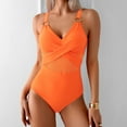 thumbnail image 2 of COMVALUE Womens One Piece Swimsuit Metal Modest Tummy Control Bathing Suit Slimming Full Coverage Mesh Swim Suits (Orange, M), 2 of 5