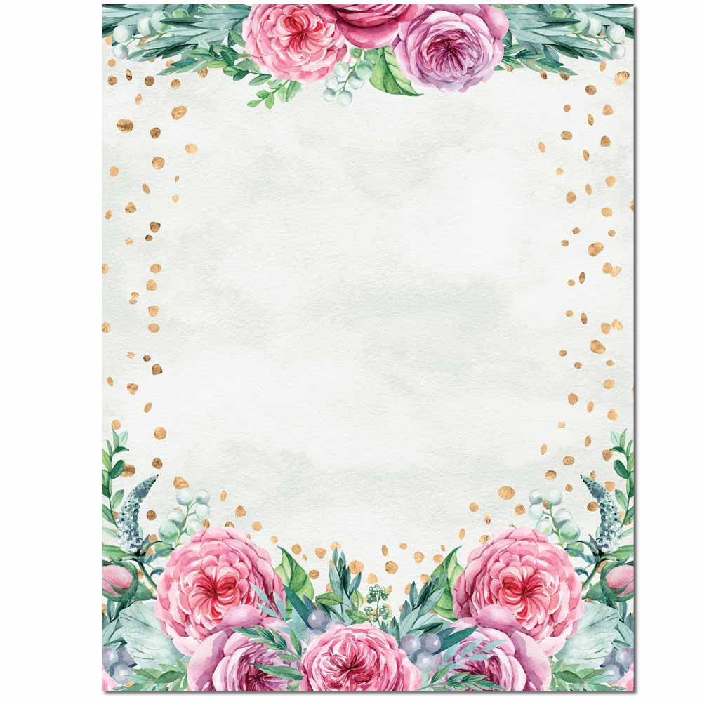 Confetti Flowers Letterhead Laser & Inkjet Printer Paper 25 Sheets Pack