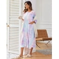 thumbnail image 4 of Ekouaer Women's Pajama Sets Robe for Women Zipper Front Robes 3/4 Sleeve House Dress with Pockets Full Length Nightgown Housecoat, 4 of 5
