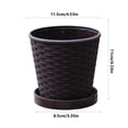 thumbnail image 4 of Cheapark Round Plastic Planter Bamboo Weave Style Pot textured plastic container for succulent green plant windowsill shelf home interior casual flower pot Gift, 4 of 6