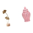 thumbnail image 6 of CarpNettore Leaf Sculpture Metal Ginger Jar Porcelain Decorative Figurine Crafts Nordic Creative Ornament Abstract Flower Display Vase Arrangement for Table Party Home, 6 of 8