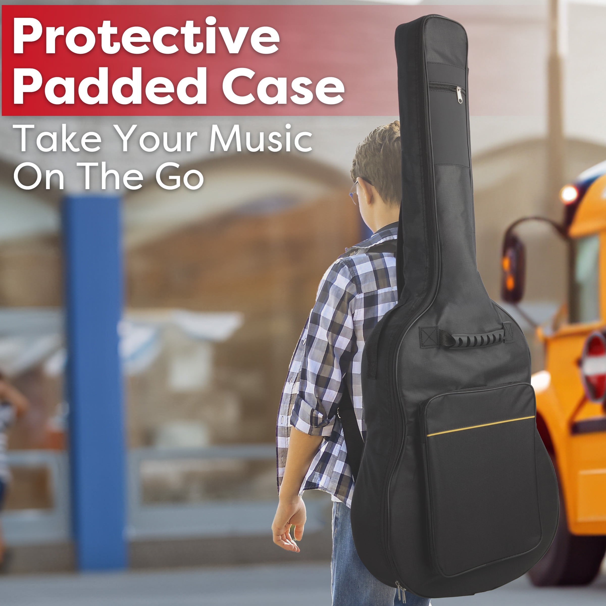 Hey Play 41in Acoustic Guitar with Case, Capo, Strings, and Picks (Black)