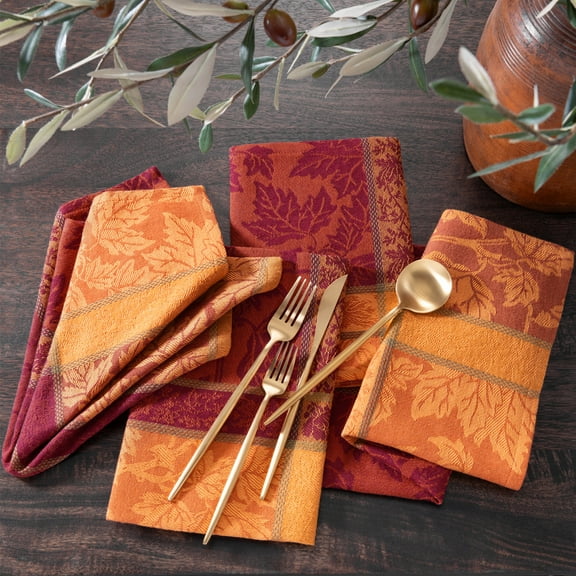 Maplewood Jacquard Harvest Cotton Napkins, Set of 8