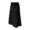 thumbnail image 6 of RUTAYY Women Suede A-Line Midi Skirt With Elastic Waist And Front Pockets For Fall And Winter Solid Color Smocked Boho Pleated Skirts, 6 of 7