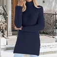 thumbnail image 3 of TKLPEHG Women Tunic Tops Thin Fleece Thermal Soft Winter Clothes Ladies Long Sleeve Tops High Neck Solid Color Spring Soft Lightweight Pullover (Z01_Navy,XXXXXL), 3 of 6