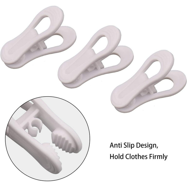 Sunyok Hanger Clips for Plastic Hangers 30 Pack, Multi-Purpose Strong Plastic Clips for Hangers,White Strong Pinch Easily Clip on Clothing Hangers,Baby