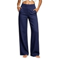 thumbnail image 2 of High Waist Work Pants Baeitkot High Waist Work Pants for Women Stretchy Slim Casual Trousers with Pockets Navy L, 2 of 9