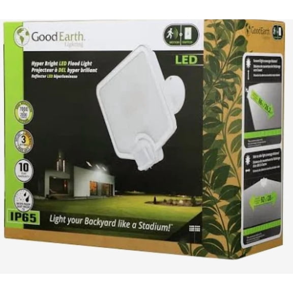 Good Earth Lighting Hyper Bright LED Motion‑Activated Outdoor Flood Light – 1‑Head, 4,000 lm