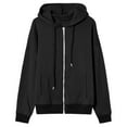 thumbnail image 7 of WTXUE Womens Zip Up Hoodies Sweatshirt Jacket Cute Lightweight Jackets Trendy Hooded Workout Fall with Pockets Oversized Sweatshirt Open Front Cardigan Long Sleeve Blouses Casual Tops Black Xxl, 7 of 7