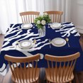 thumbnail image 3 of Coral Navy Blue Table Cloth Waterproof Tablecloths, Coastal Ocean Marine Nautical Beach Tablecloth Dining Table Cover for Kitchen Party Tabletop Outdoor, Rectangle Tablecloth 60x102 Inch, 3 of 9