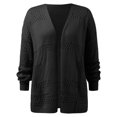 thumbnail image 5 of Wang6 Womens Lightweight Long Cardigan Sweaters Fall Long Sleeve Loose Knits Trendy Open Front Hollow Knitted Outwear Coats Black M, 5 of 5
