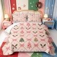 thumbnail image 2 of Manfei Xmas Minimalist Farm Animal Cow Quilt Full,Red-Green Pine Cone Full Bedspread Sets,3-Piece,1 Coverlet and 2 Pillowcases, 2 of 7