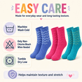thumbnail image 3 of Girls High Low Textured Crew Socks, 3 Pack, Soft Breathable Every Day Socks, PINK, M, 3 of 8