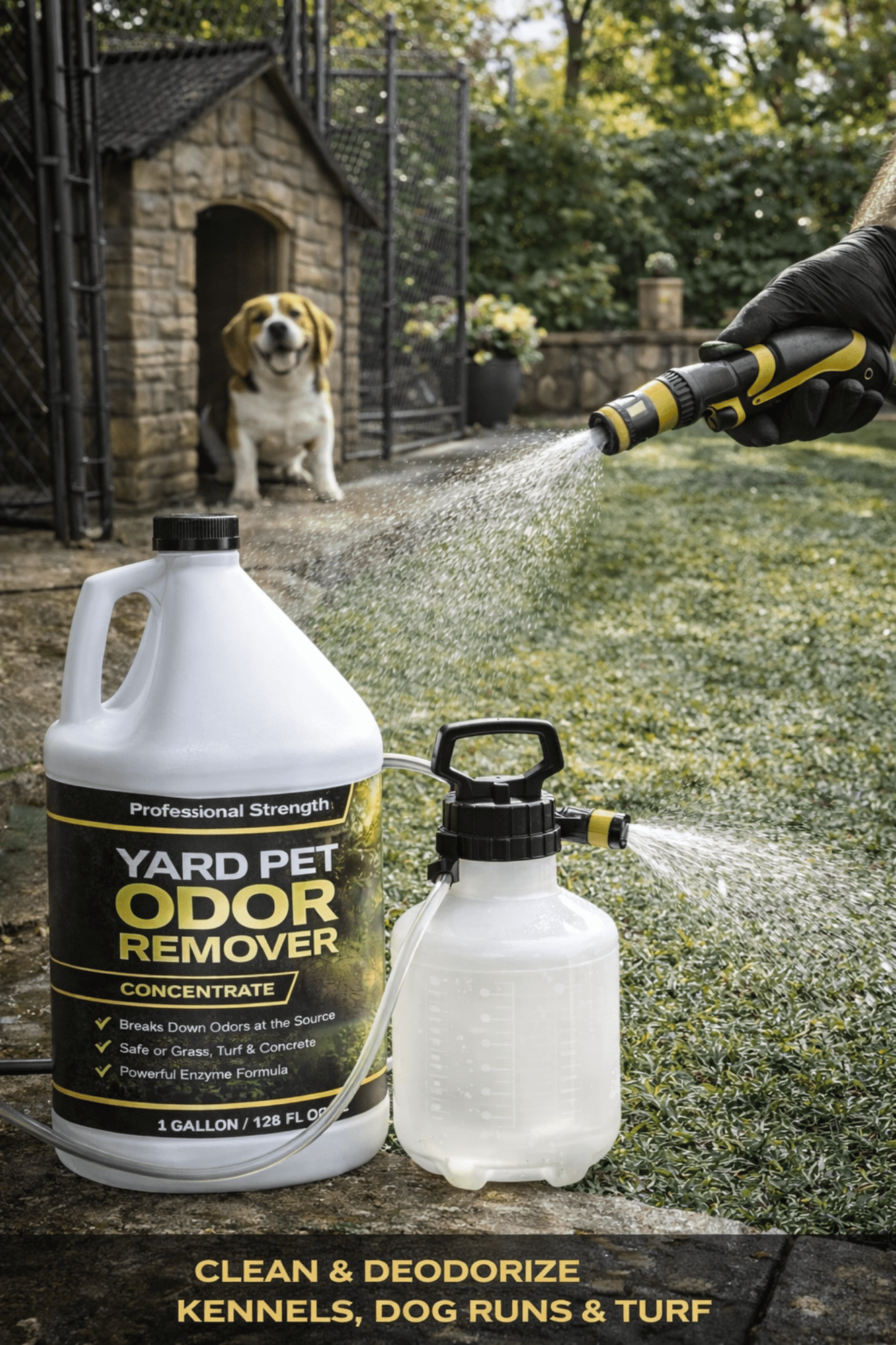 Nature's Freedom Yard Pet Odor Remover Concentrate, Enzyme Formula for Outdoor Odor Control, 1 Gallon