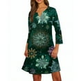 thumbnail image 5 of Christmas Dresses for Women Women's Christmas Printed Fashionable V-neck Button Seven Part Cuff Pocket Dress for Holiday Party,Army Green,L, 5 of 5