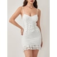 thumbnail image 6 of Cenuakty Women's Summer Slip Dress Lace Floral Sleeveless Low Cut Layered Hemline Slim Mini Corset Dress, 6 of 9